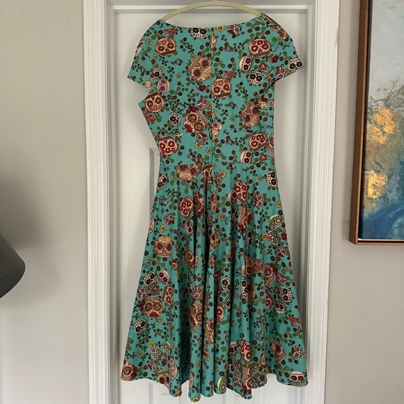 NWT Hell Bunny Fit & Flare Sugar Skull Dress – Blue, Size Large - Picture 7 of 9